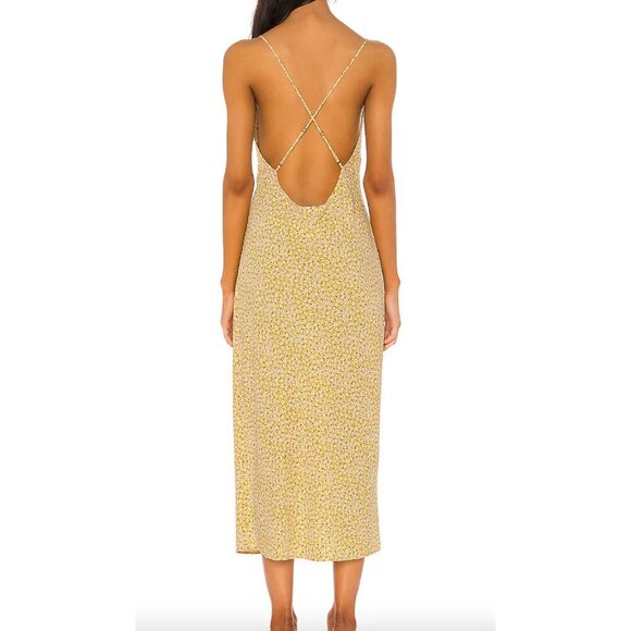 RESA Harper Midi Slip Dress in Honeysuckle Floral Yellow Size Large - Picture 2 of 9
